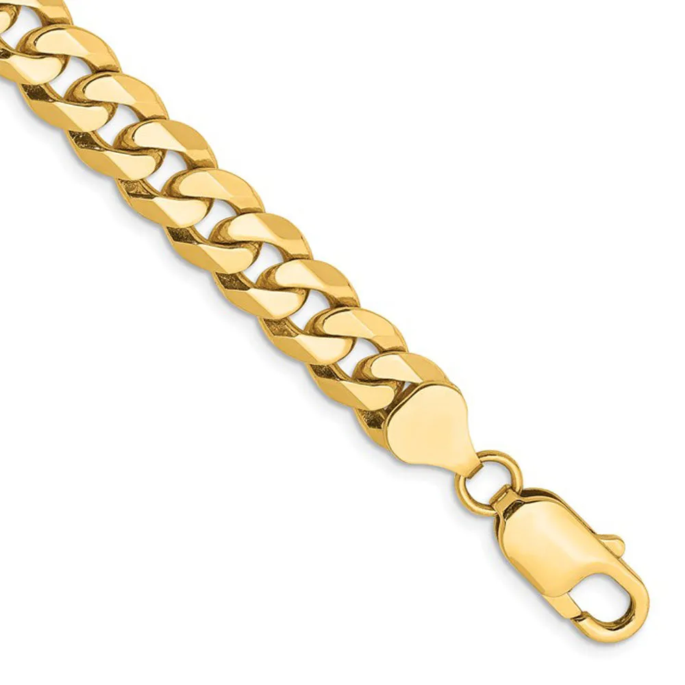 Men's 10k Yellow Gold 9.3mm Hollow Miami Cuban (Curb) Chain Bracelet