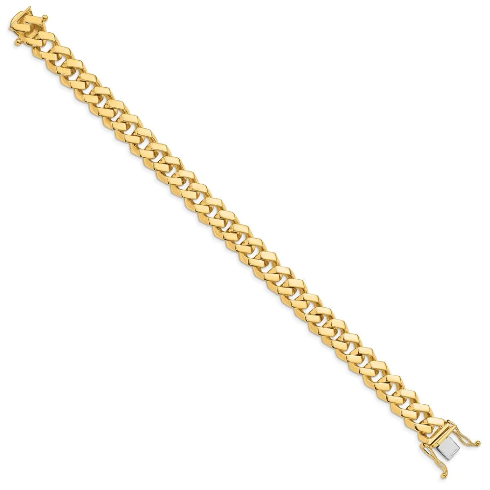 Men's 10mm 14K Yellow Gold Solid Fancy Curb Chain Bracelet, 8 Inch