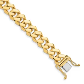 Men's 10mm 14K Yellow Gold Solid Fancy Curb Chain Bracelet, 8 Inch