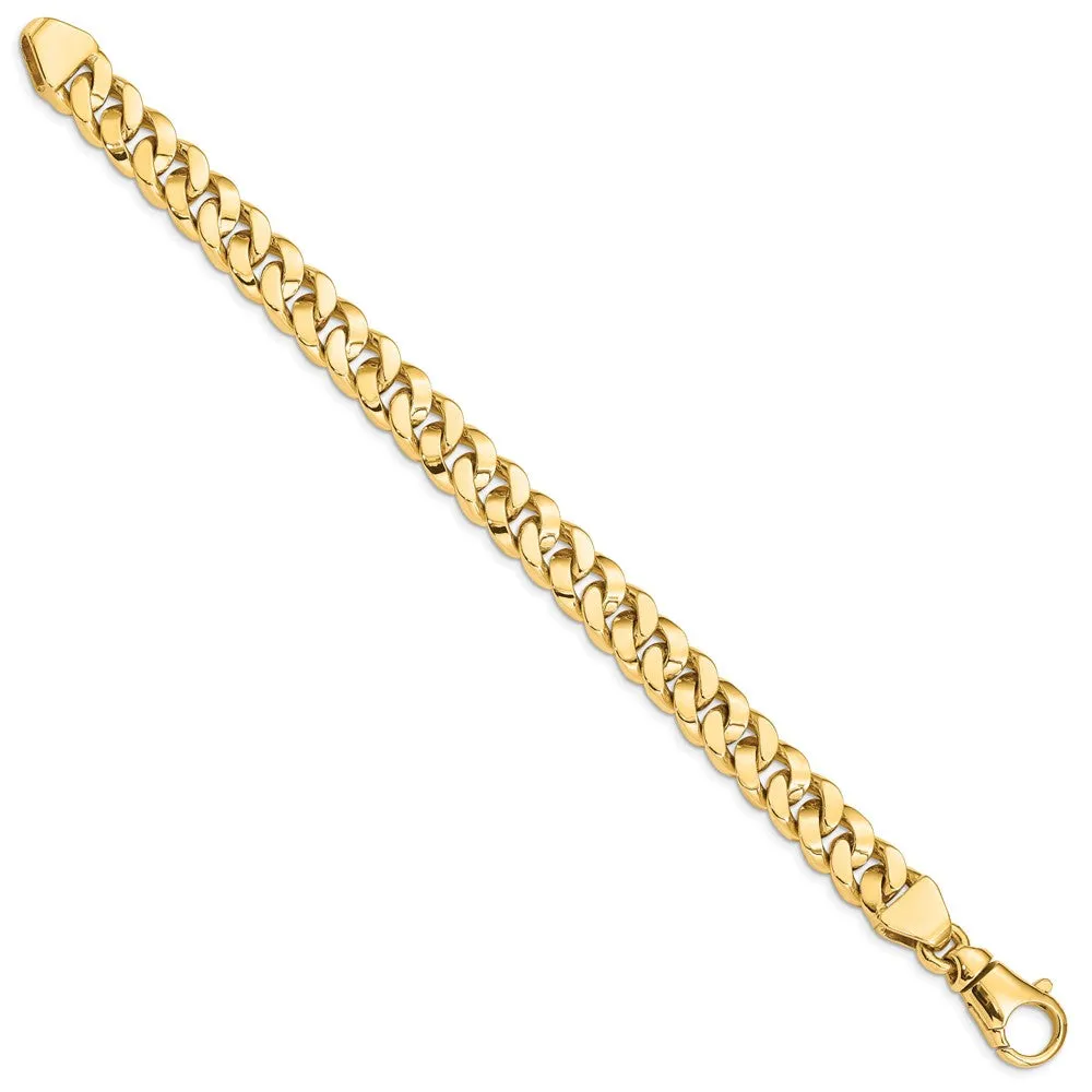 Men's 10mm 14K Yellow Gold Solid Fancy Curb Chain Bracelet, 8.5 Inch