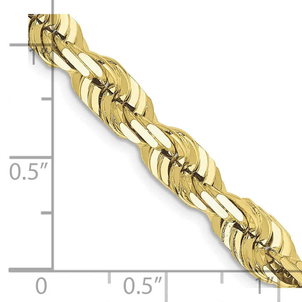 Men's 6.5mm 10K Yellow Gold D/C Solid Rope Chain Bracelet