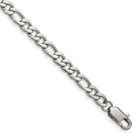 Men's 6mm Stainless Steel Polished Figaro Chain Bracelet, 9 Inch