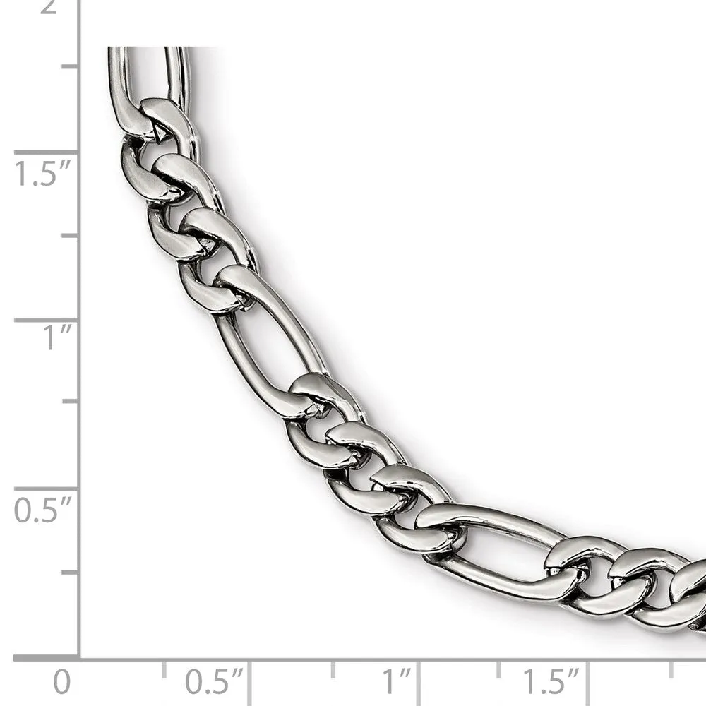 Men's 6mm Stainless Steel Polished Figaro Chain Bracelet, 9 Inch