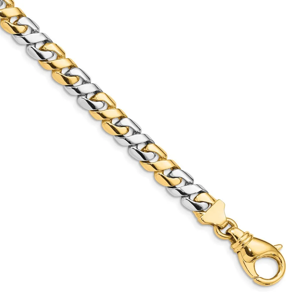 Men's 7mm 14K Two Tone Gold Fancy Figure-8 Chain Bracelet, 8.25 Inch