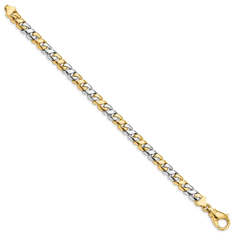 Men's 7mm 14K Two Tone Gold Fancy Figure-8 Chain Bracelet, 8.25 Inch