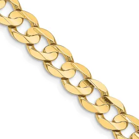 Men's 8.5mm 14K Yellow Gold Open Concave Solid Curb Chain Bracelet