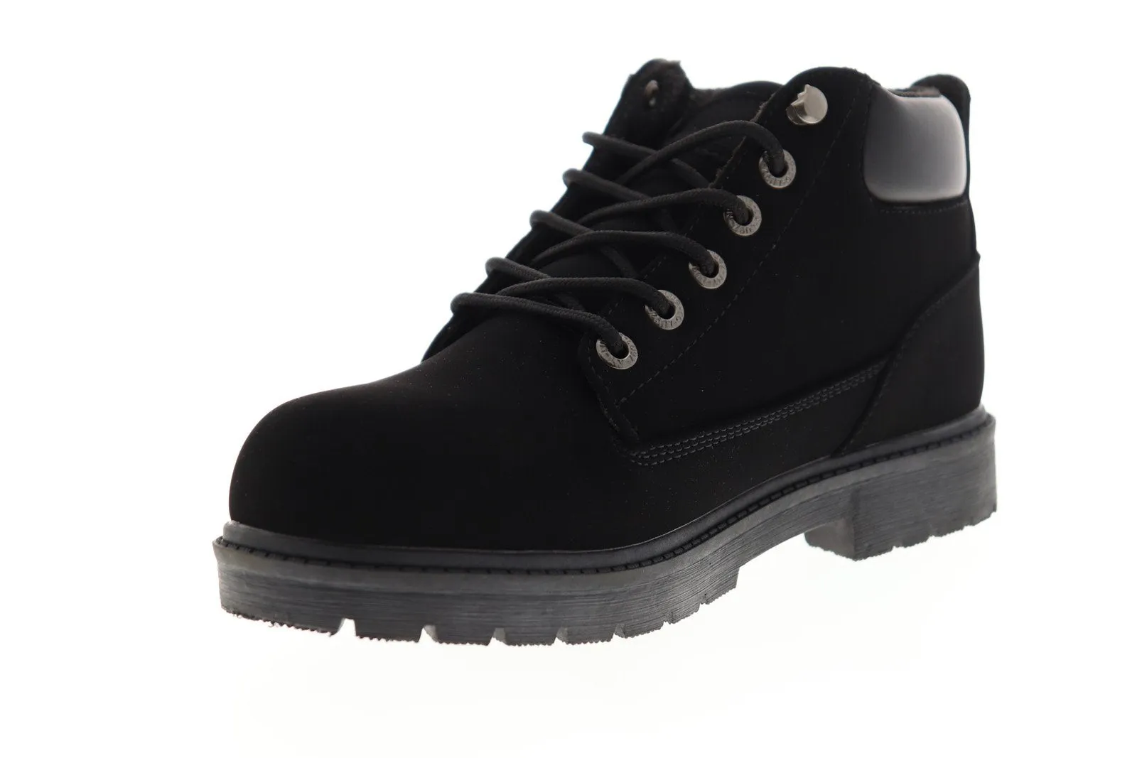 Mens Black Chukka Boots - Lugz Warrant Slip Resistant MWARND-001 Black Lace Up Boots