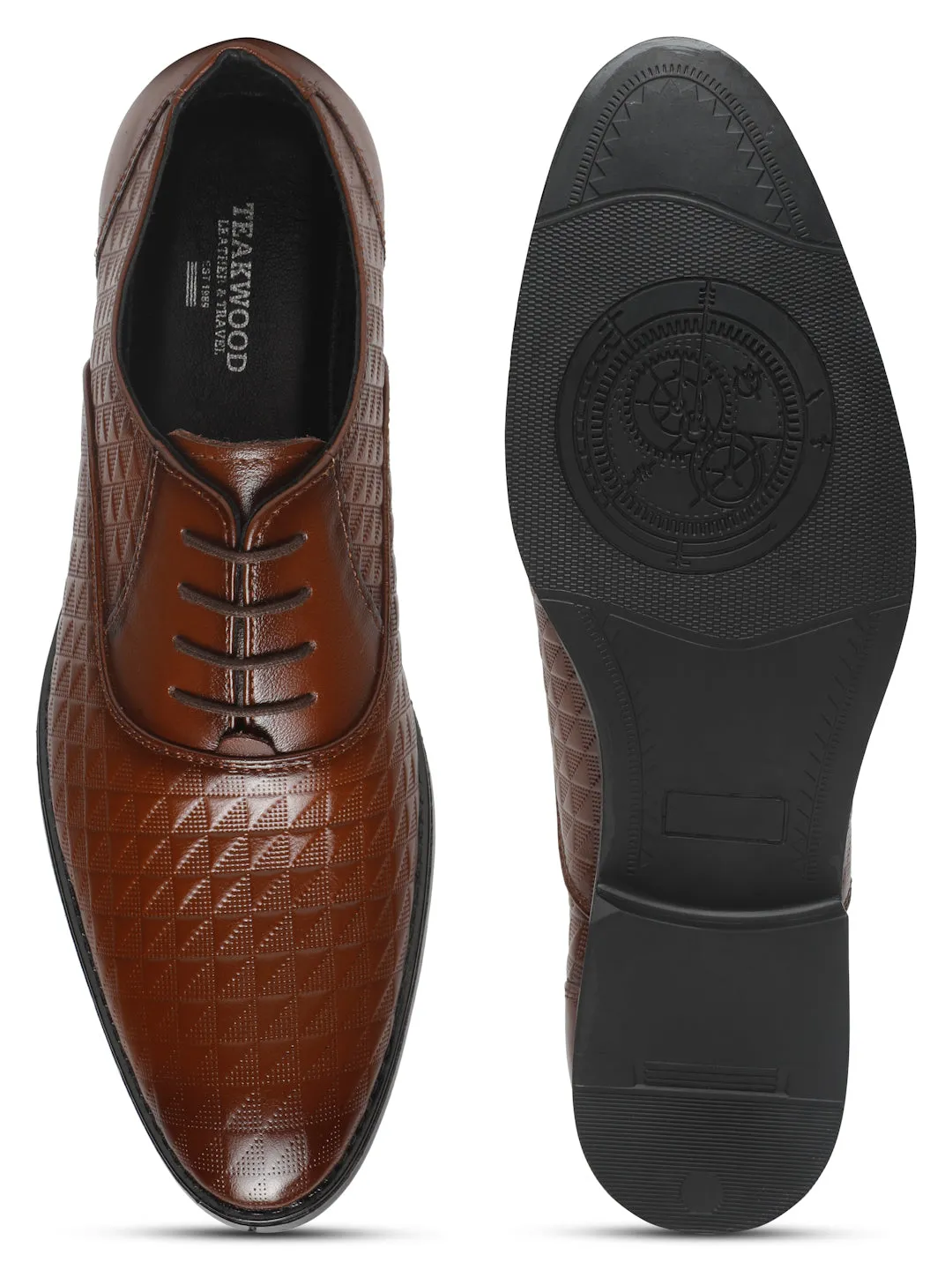 Mens Brown Texture Leather Formal Shoes