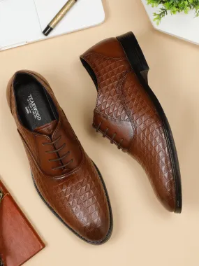 Mens Brown Texture Leather Formal Shoes