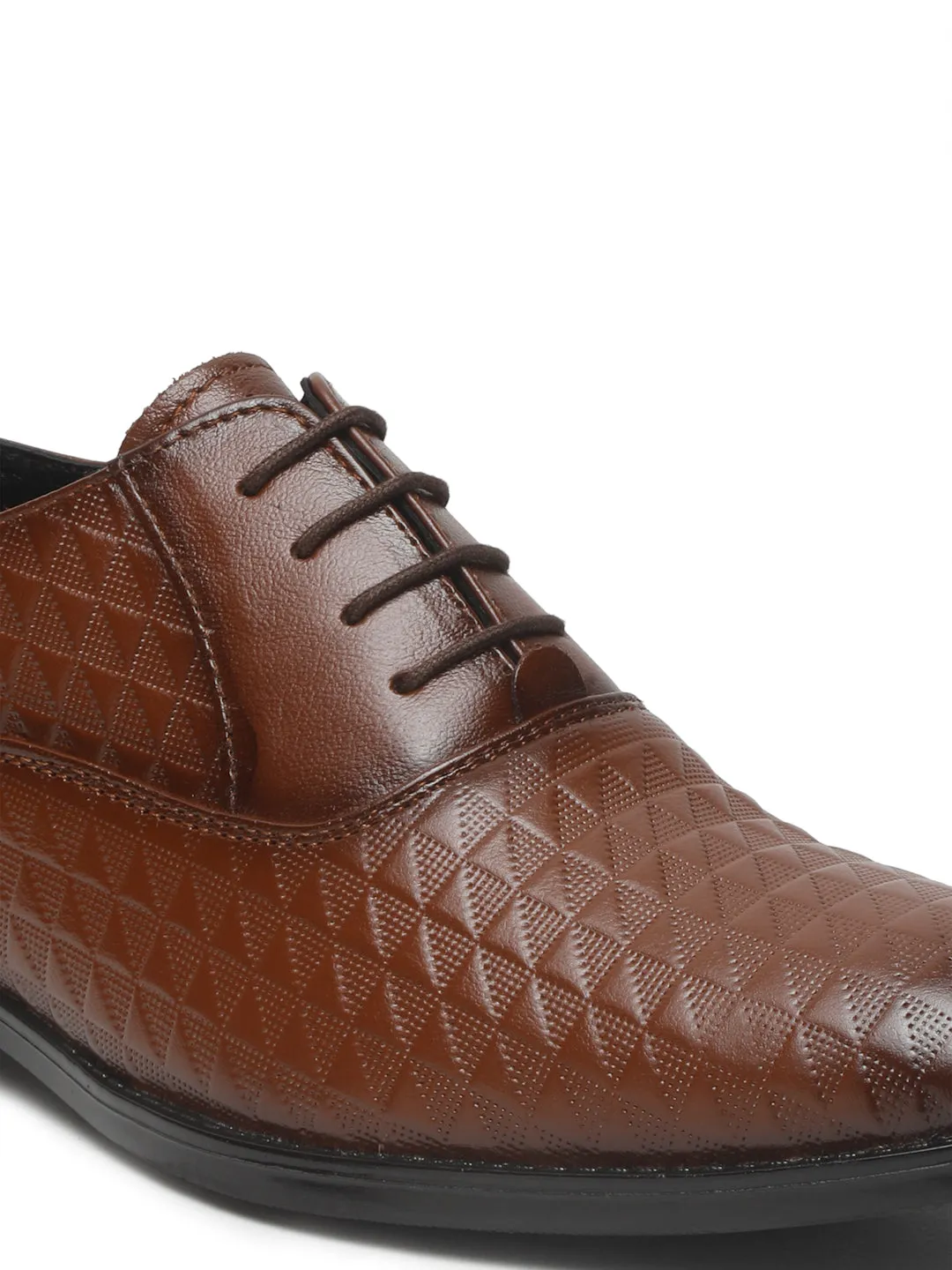 Mens Brown Texture Leather Formal Shoes