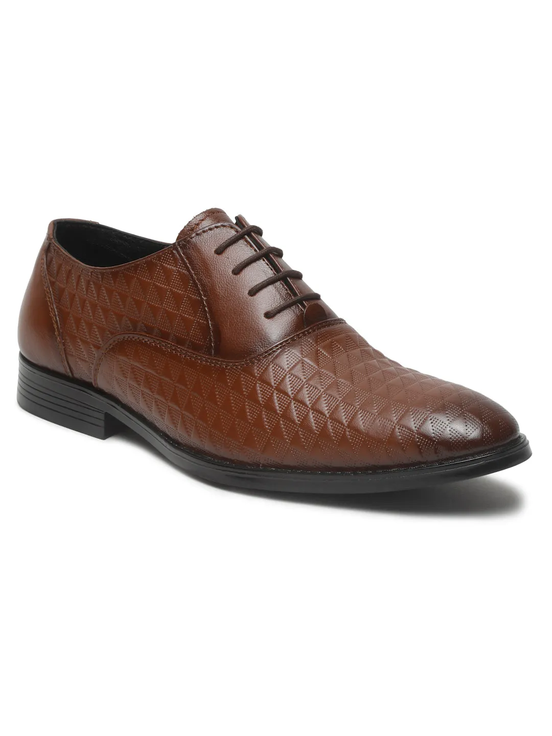 Mens Brown Texture Leather Formal Shoes