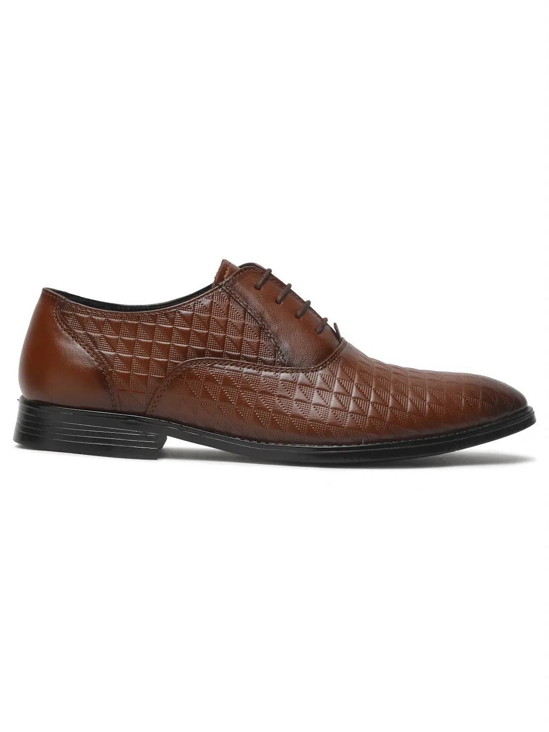 Mens Brown Texture Leather Formal Shoes