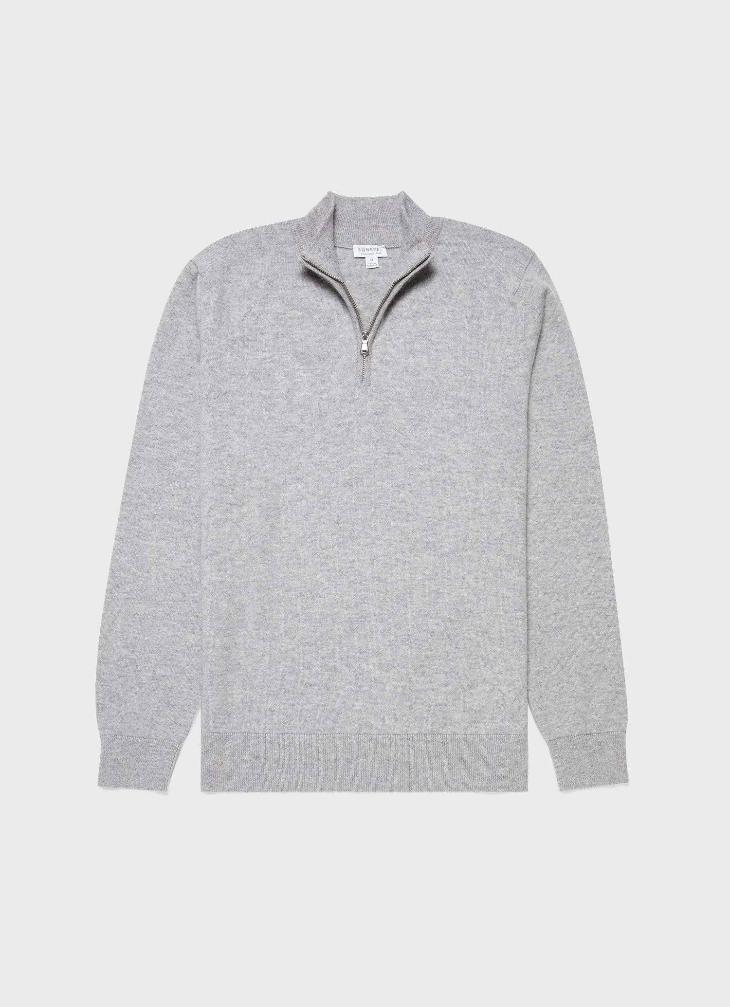 Men's Cashmere Zip Neck Jumper in Grey Melange