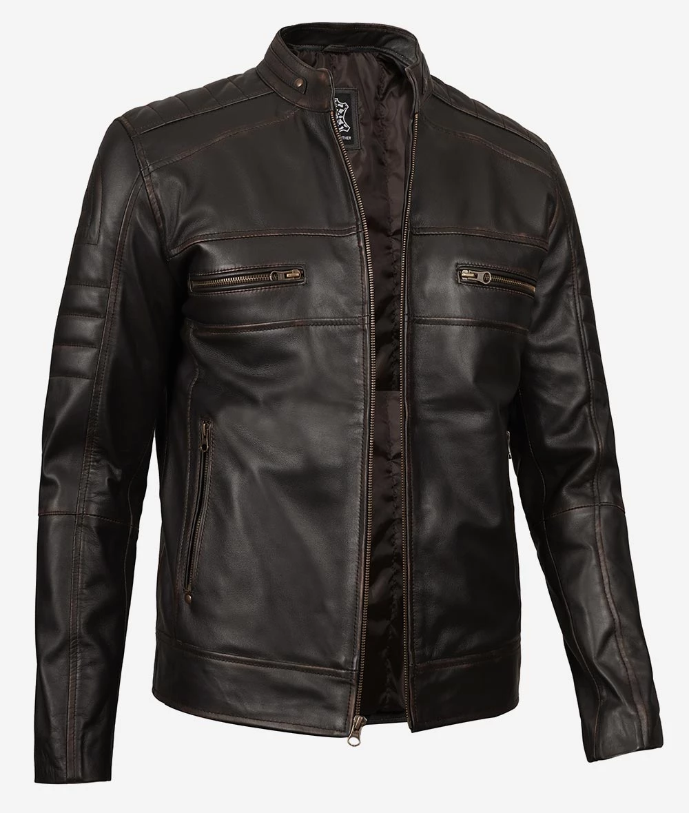 Mens Real Leather Vintage Brown Leather Jacket