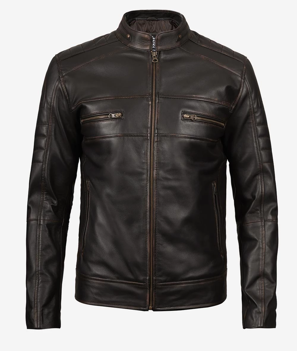 Mens Real Leather Vintage Brown Leather Jacket