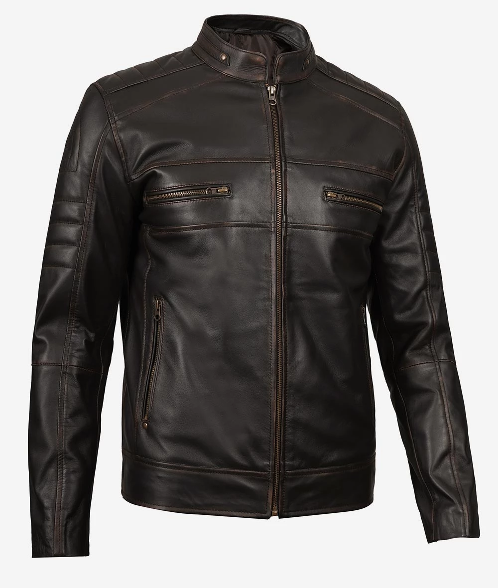 Mens Real Leather Vintage Brown Leather Jacket