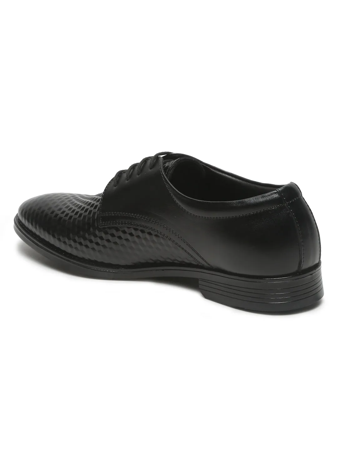 Mens's Black Patterned Texture Leather Formal Shoes