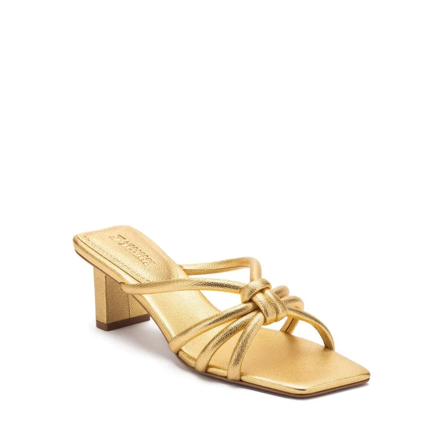 Mercedes Castillo Savanna Gold Mid-Heel Sandal