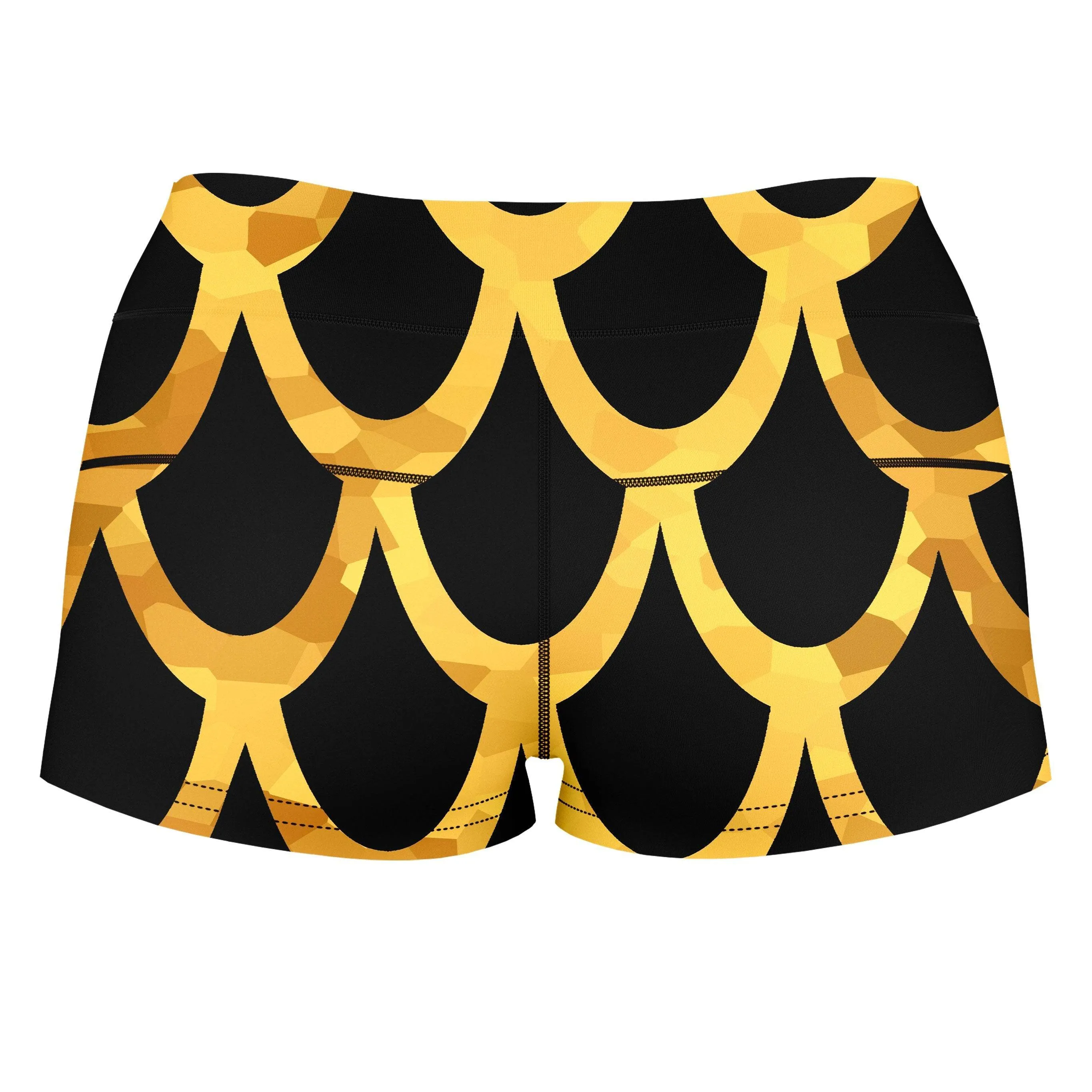 Mermaid Scales Gold High-Waisted Women's Shorts