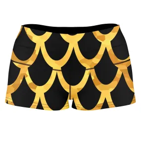 Mermaid Scales Gold High-Waisted Women's Shorts