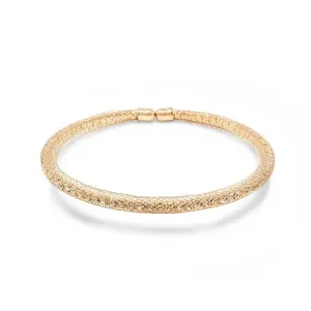 Gold Tone Mesh Crystal Bangle Bracelet Cleared