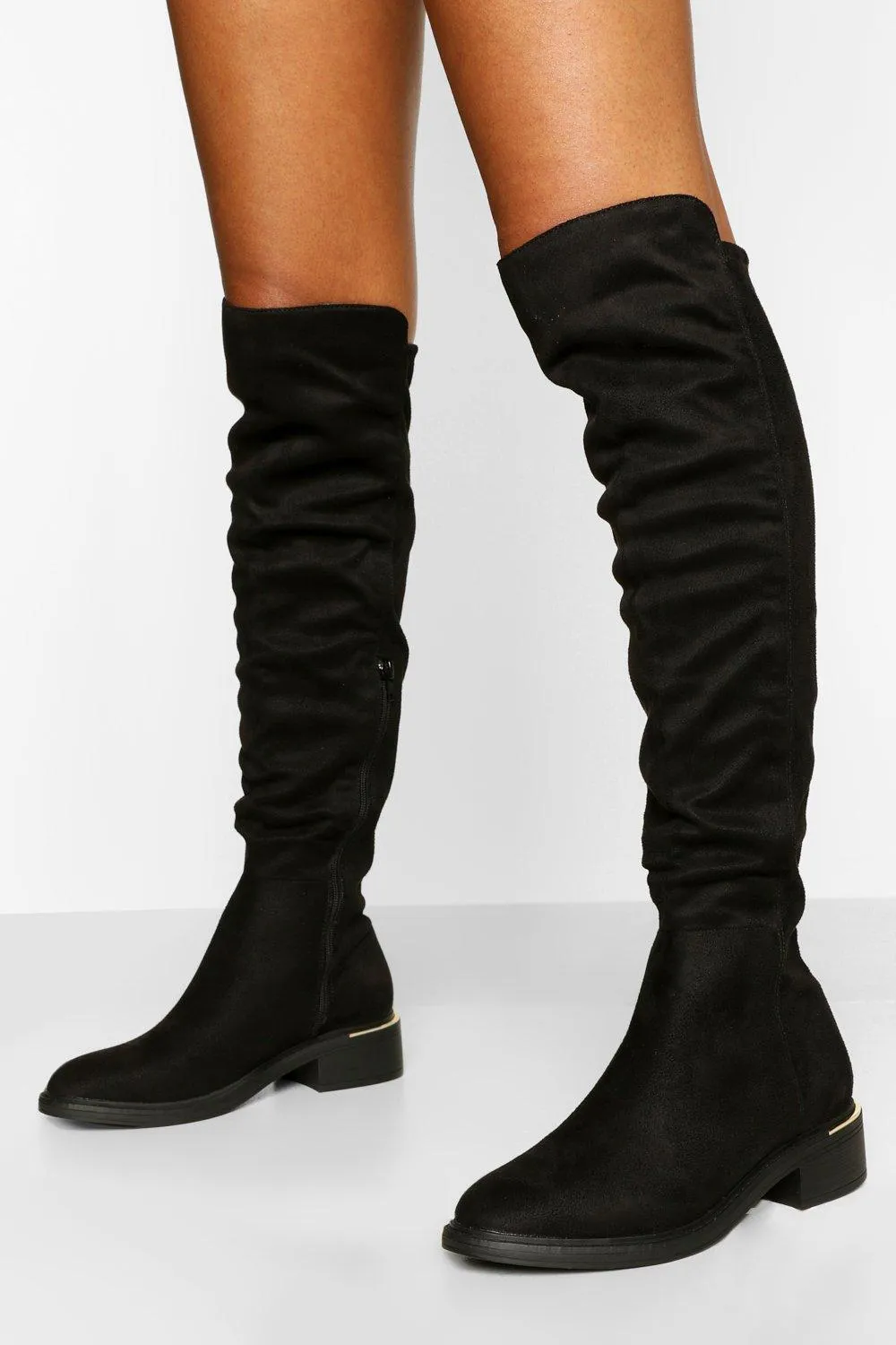 Metal Trim Knee Boots