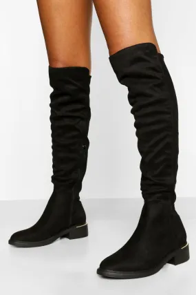 Metal Trim Knee Boots