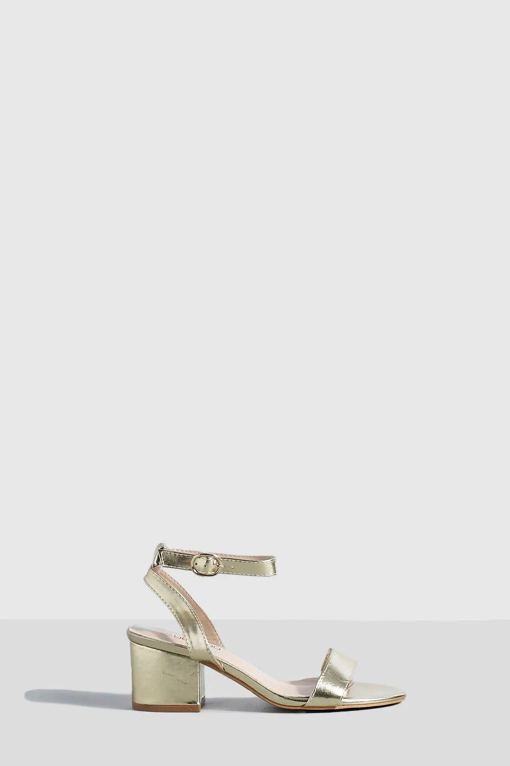 Metallic Basic Low Block Barely There Heels