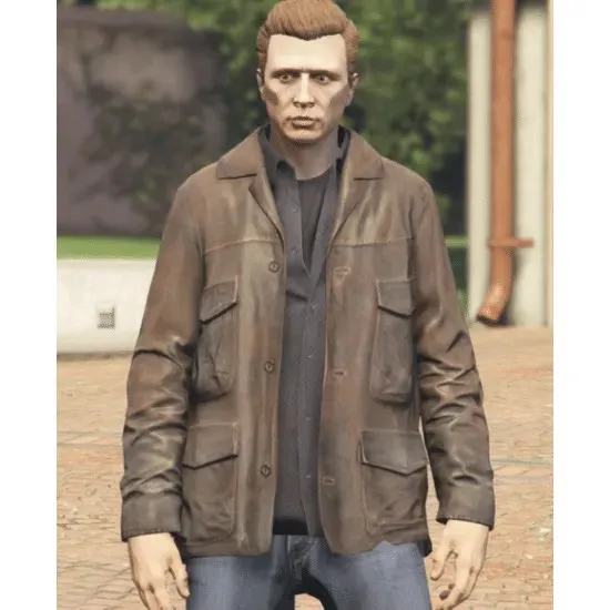 Brown Leather GTA 5 Michael Jacket by William