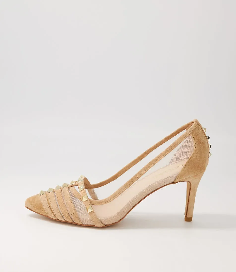 MIDAS Braxi Latte Suede Mesh Heels