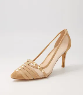 MIDAS Braxi Latte Suede Mesh Heels