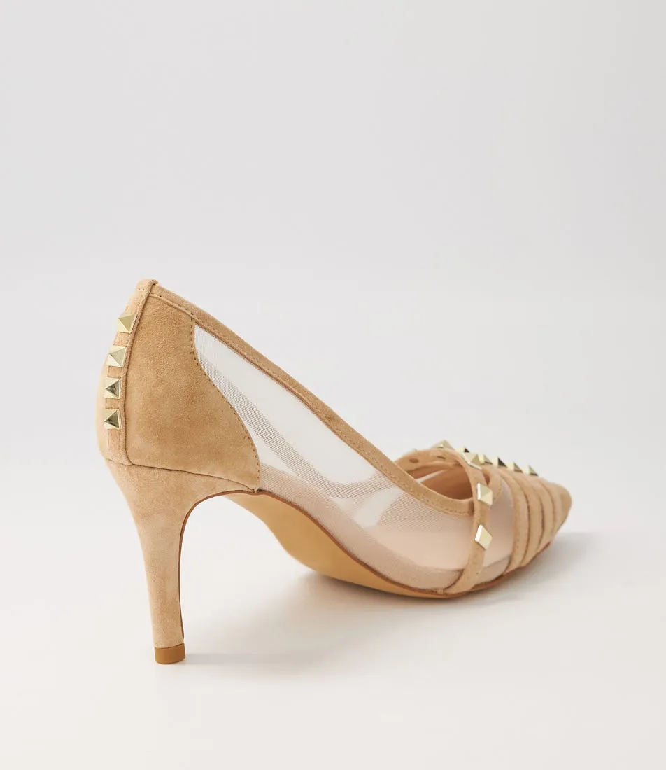 MIDAS Braxi Latte Suede Mesh Heels