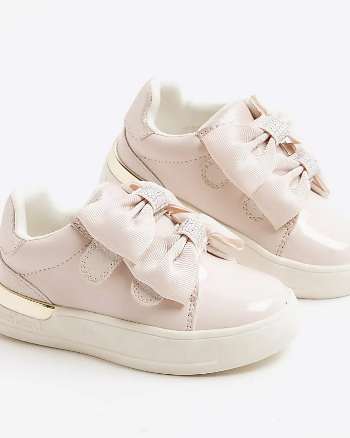 Mini Girls Pink Bow Trainers