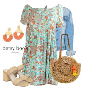 Mint Floral Dress Set - Field Forever Collection