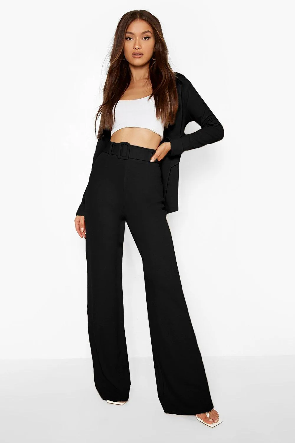 Mix & Match Belted Wide Leg Trousers