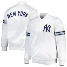 MLB NY Yankees Men's Bomber Style Multi-color Satin Lettermen Varsity Jacket