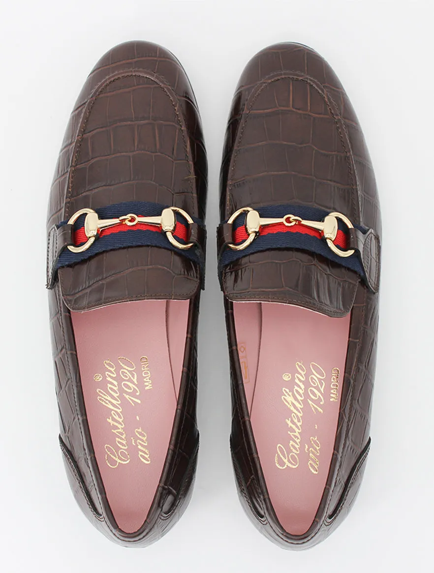 Brown leather Belfiore loafers.