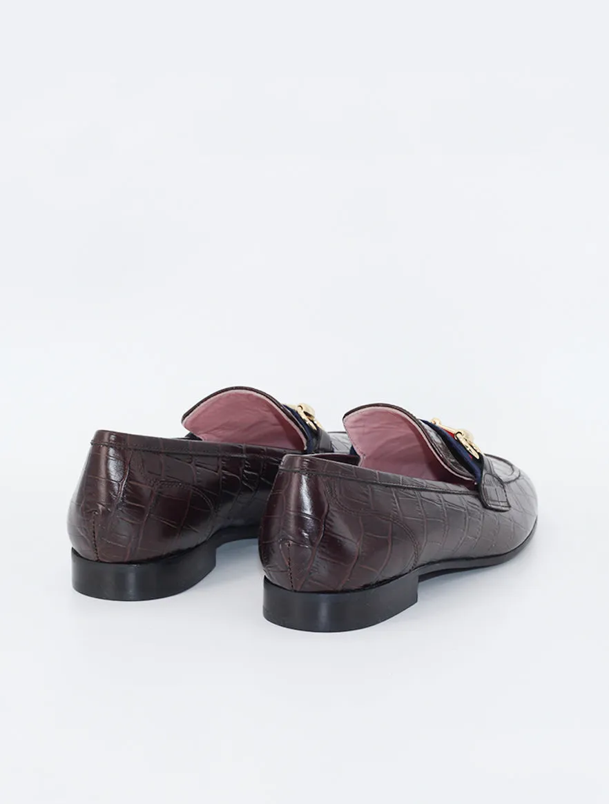 Brown leather Belfiore loafers.