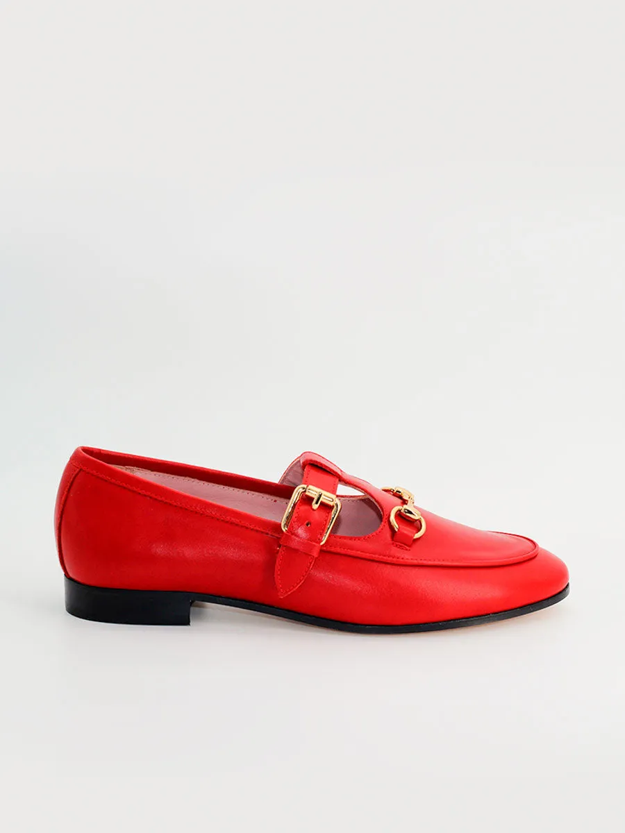 Mocasines de mujer Garibaldi de piel color rojo