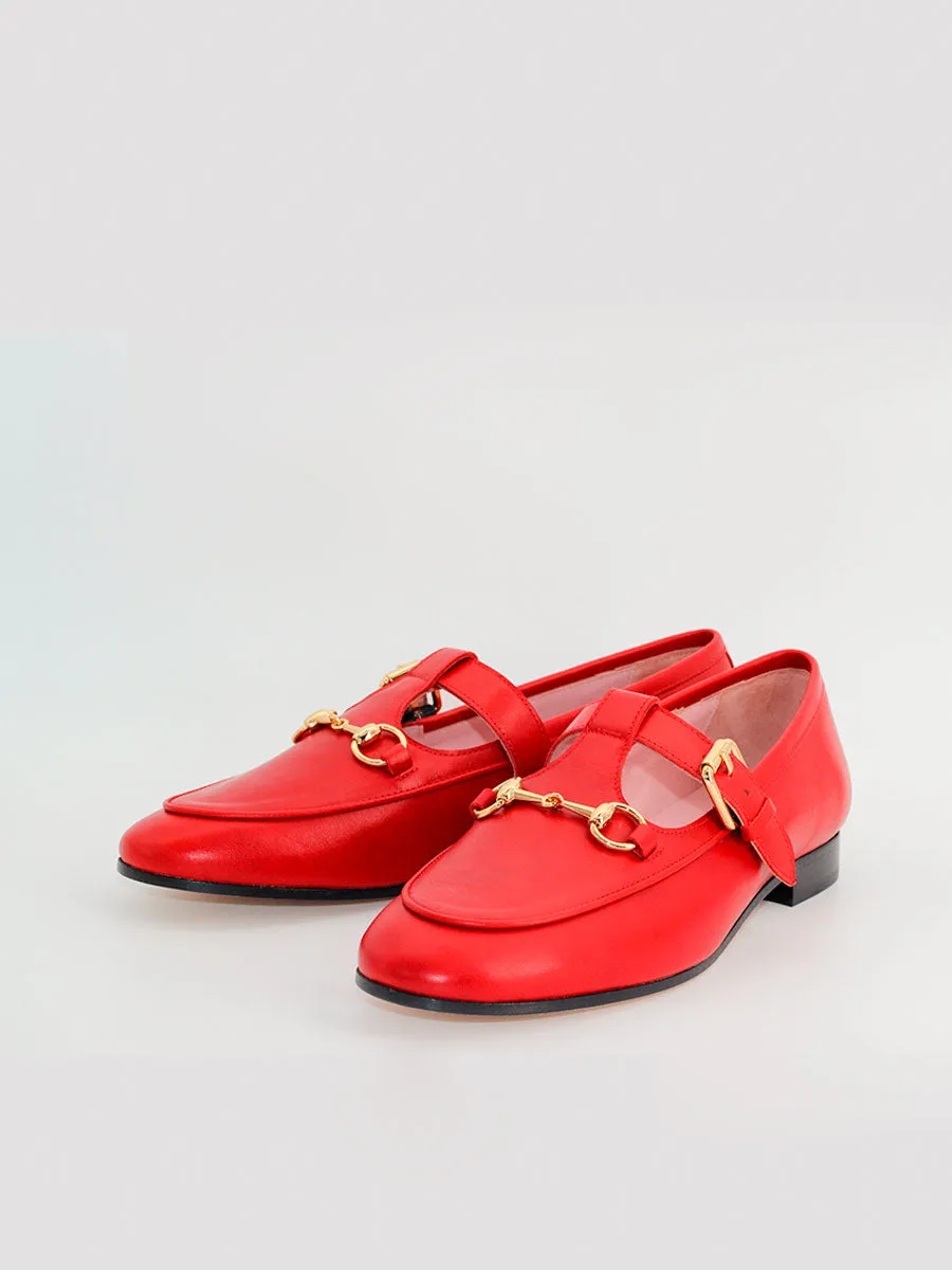 Mocasines de mujer Garibaldi de piel color rojo