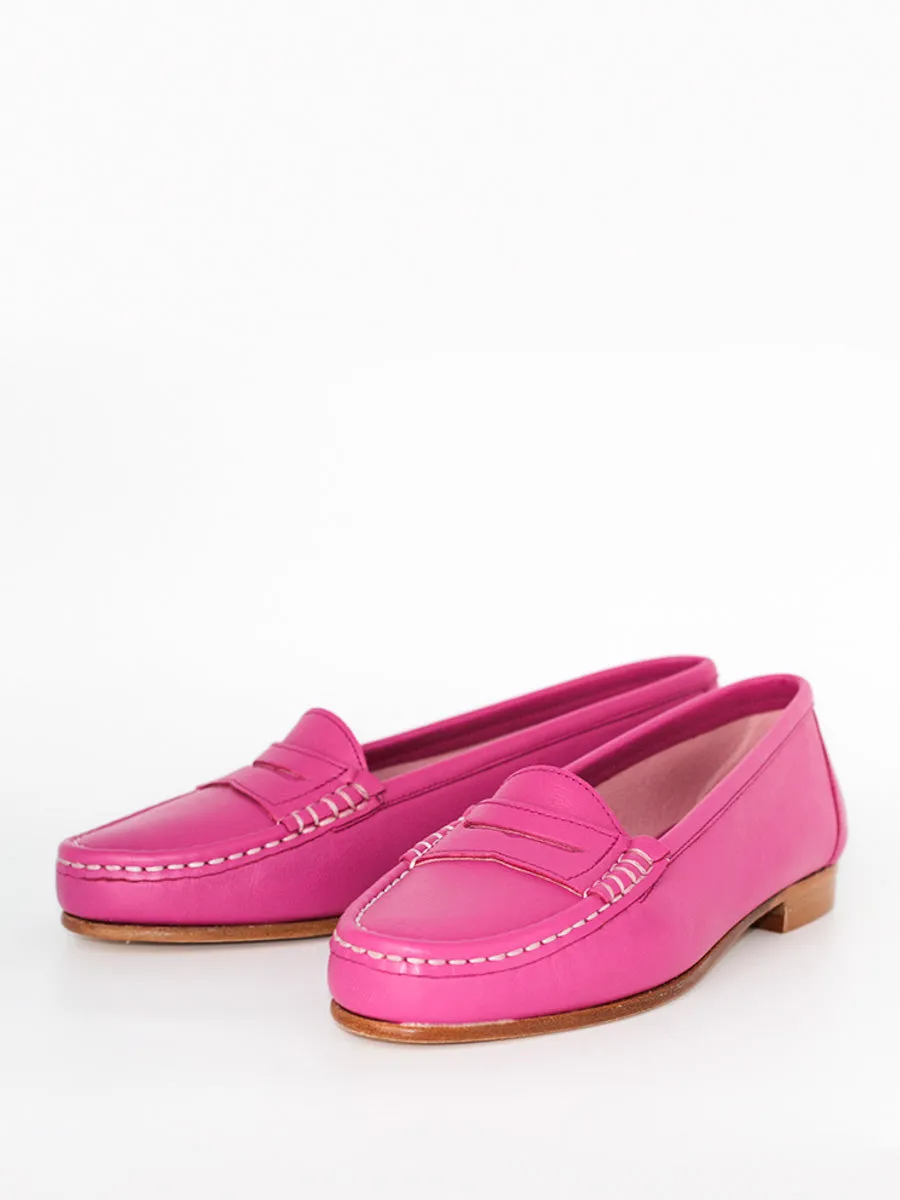 Mocasines de mujer Roma en piel de color fucsia