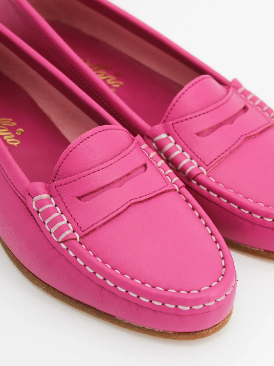 Mocasines de mujer Roma en piel de color fucsia