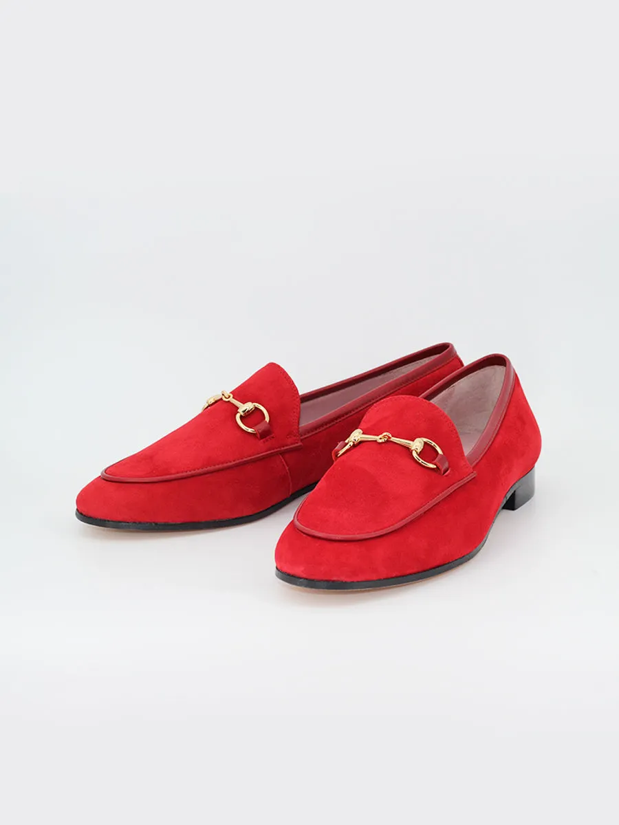 Pink suede leather Genova loafers.