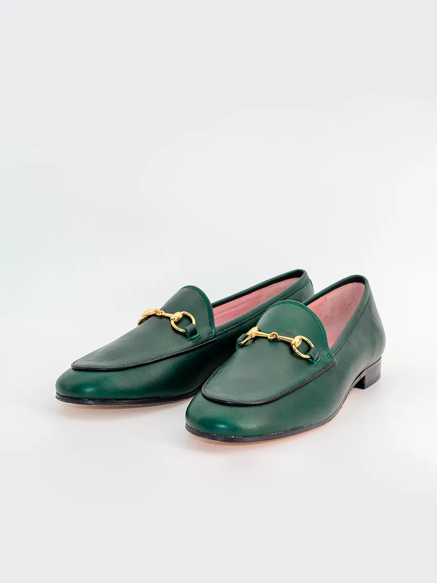 Mocasines Génova piel coy color verde alga