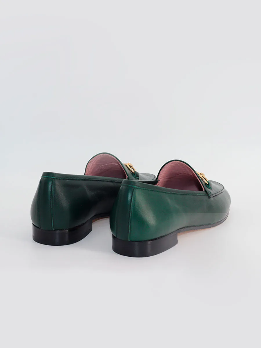 Mocasines Génova piel coy color verde alga