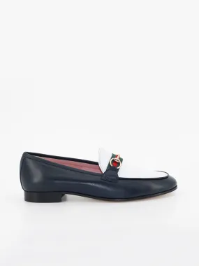 Blue leather loafers with white tassels - Taormina model