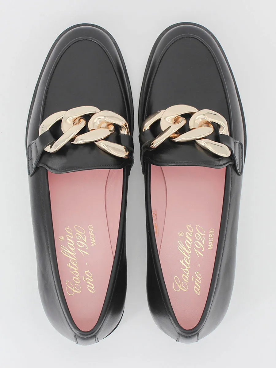 Black Venus Chain Loafer Shoes