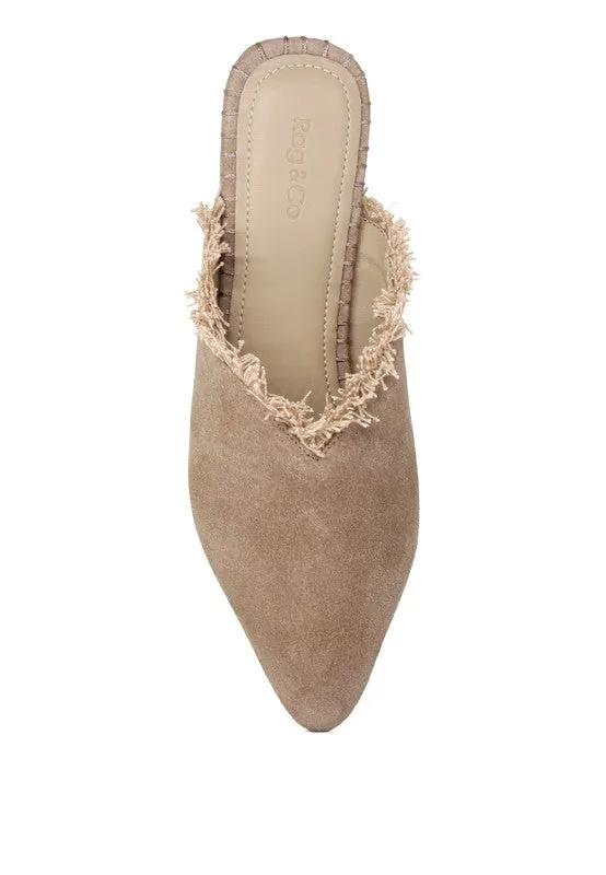 MOLLY  FRAYED LEATHER MULES For Women