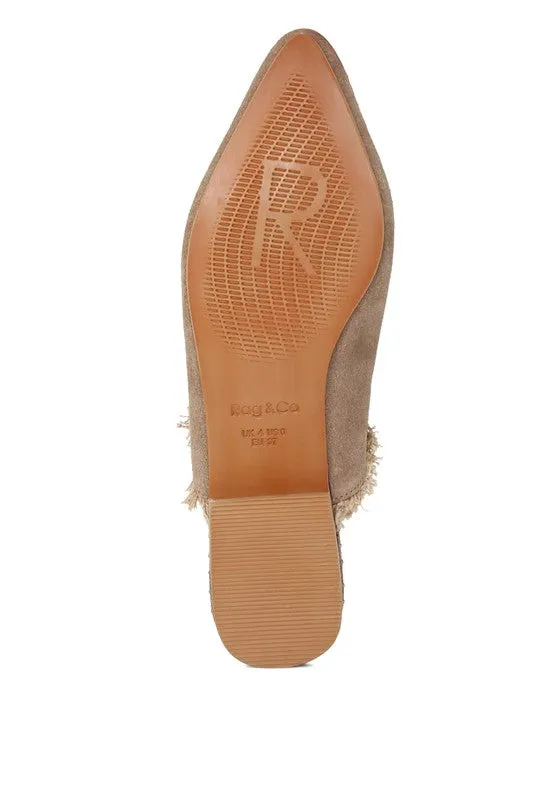 MOLLY  FRAYED LEATHER MULES For Women