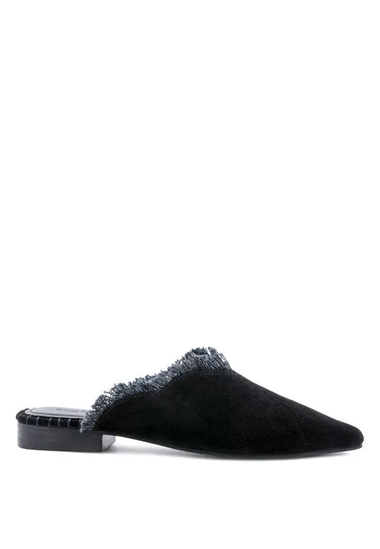 MOLLY  FRAYED LEATHER MULES For Women